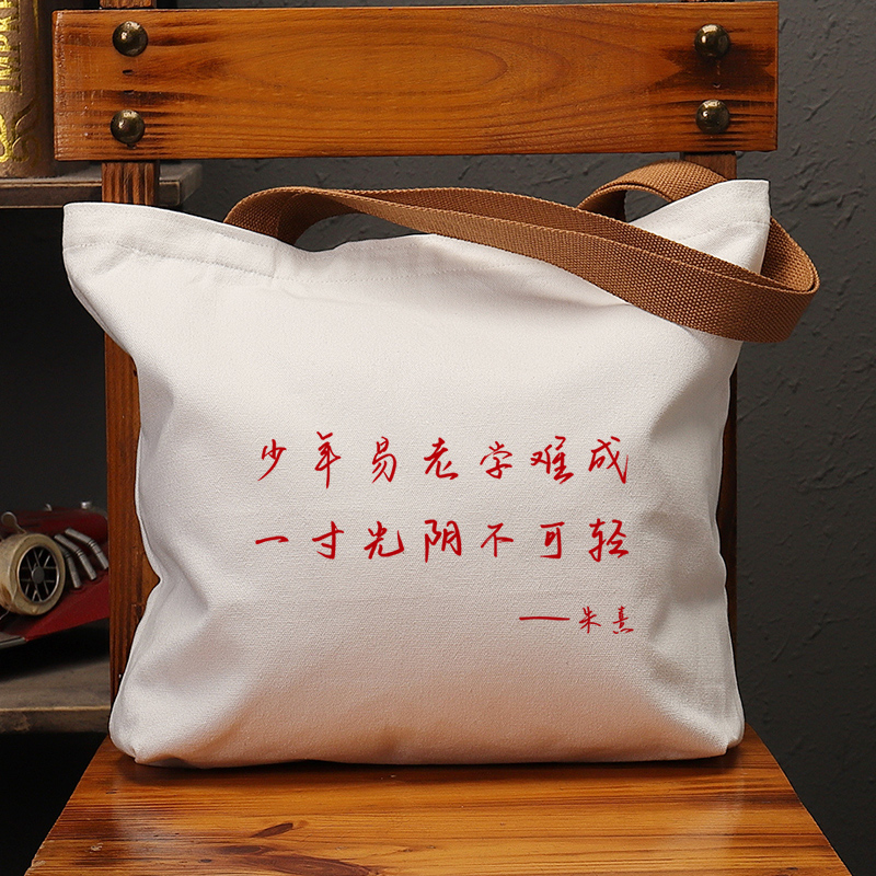 少年易老学难成休闲手提帆布包