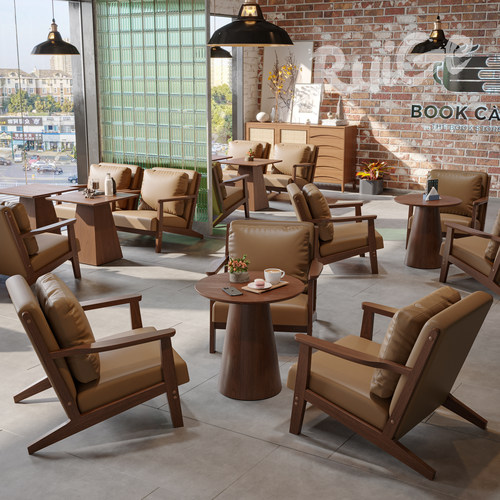 可开发票复古咖啡厅桌椅沙发组合