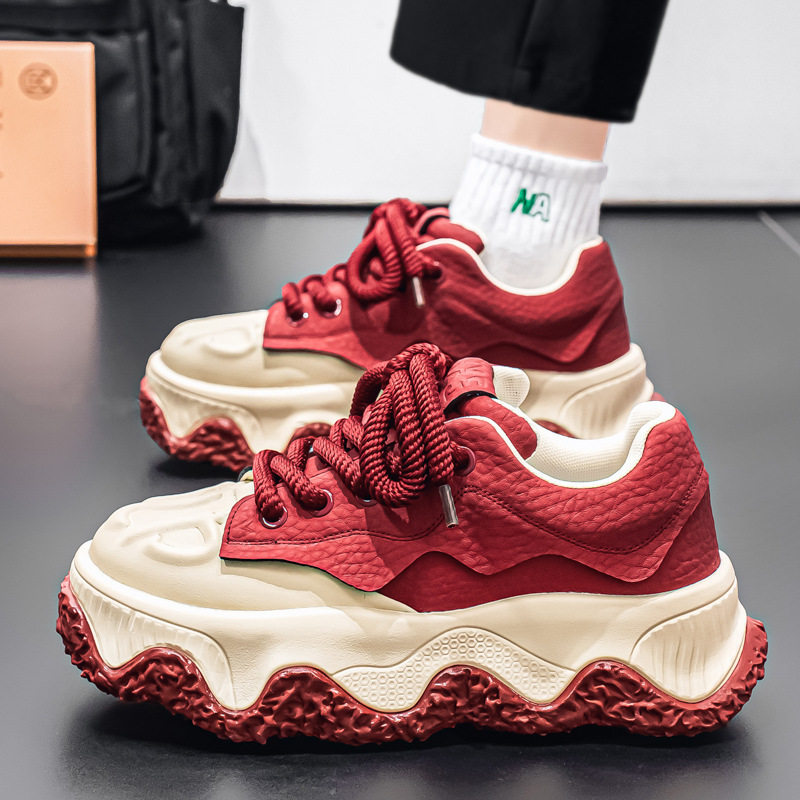 男鞋春季新款休闲鞋学生厚底增高运动板鞋青少年潮流面包鞋,流行男鞋,休闲板鞋,淘宝优惠券,粉丝福利购,淘宝优惠卷