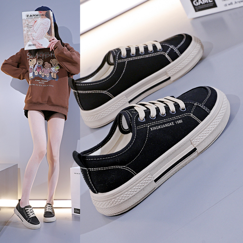 帆布鞋女春夏季新款透气学生板鞋