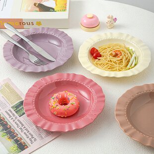 盘子in风高颜值餐盘陶瓷家用意面盘甜品 麦德龙奶油风草帽盘好看