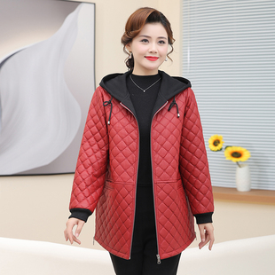 特大码秋冬皮棉外套女2024新款休闲中长款PU皮中老年夹棉保暖棉服