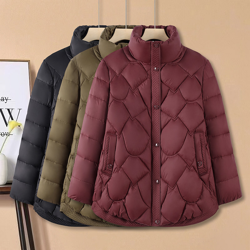 特大码冬装中老年羽绒棉服加厚中长款外套中年妈妈宽松洋气棉衣