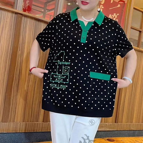 短袖时尚薄印花纯棉女大码