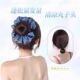 抓夹丸子头假发蓝色发圈丸子头增发量懒人盘发花苞丸子头发饰