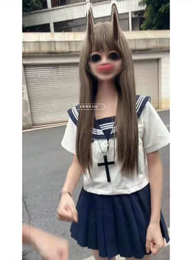 原创正版jk制服双子jk日系夏季学院风白三本水手服不良中间服套装