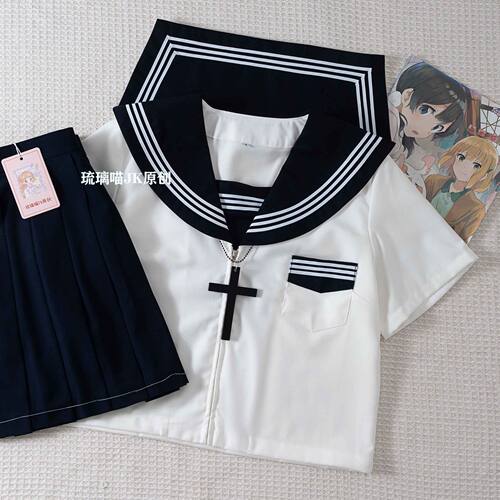 jk制服基础款白三本绀三本水手服长短袖学院风日系校供感校服原创