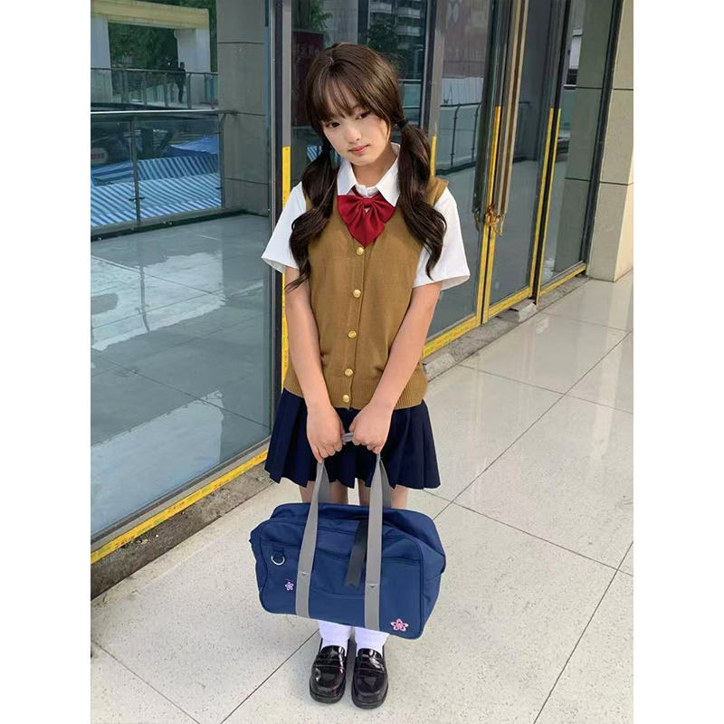 原创JK制服针织衫开衫马甲内搭短袖宽松百搭绀色JK裙2025夏季新款