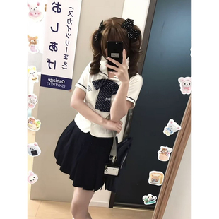 刺绣小众穿搭JK裙女 夏季 学院风新品 中山道线一整套娃娃领短袖 衬衫