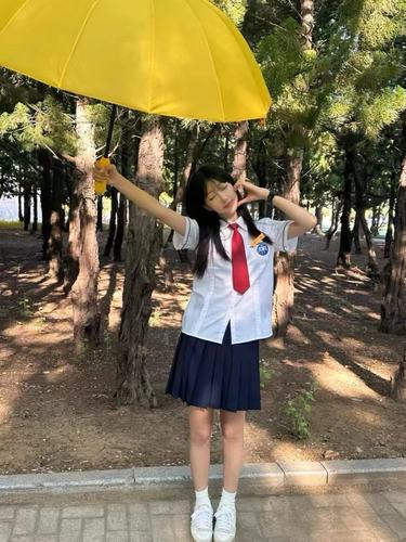 韩式女高学院风jk制服两件套林率cos同款宽松白衬衣夏季新款套装