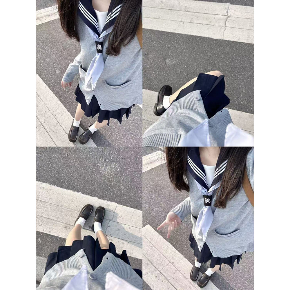 jk制服学院风秋冬外穿通勤学生叠穿基础款长袖开衫毛衣针织衫外套