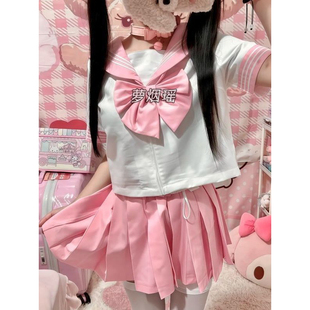 JK裙套装 水手服原创日系深粉色可爱少女短袖 彩虹战队jk基础款 新款