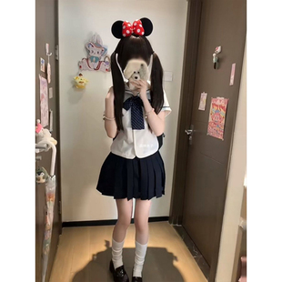 夏季 学院风穿搭中山日系道线校供感水手服JK制服短袖 短裙新款 套装