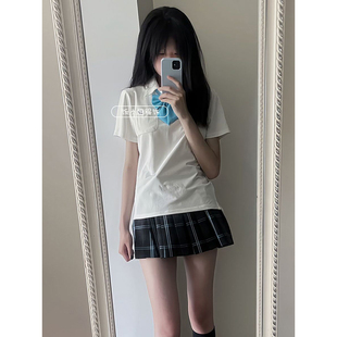 雾蓝溪JK格裙原创JK制服POLO衫 夏季 百搭T恤衬衣学院风JK一整套装