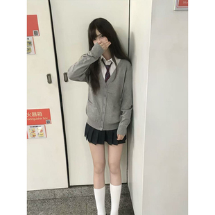 毛衣外套春秋上衣jk格裙一整套 长袖 学院风JK制服针织衫 慵懒风开衫