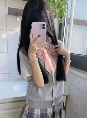 jk制服日系学院风灰色开衫马甲JK套装基础款叠穿衬衫短袖夏季新款