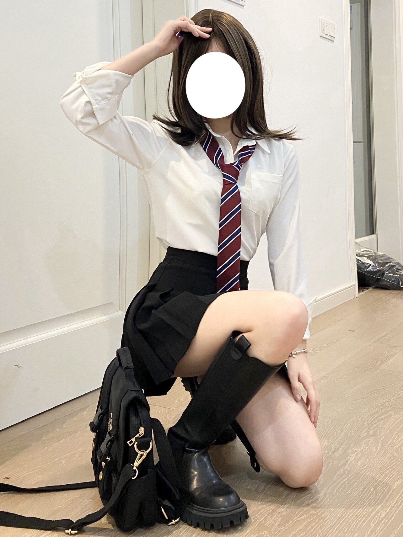 COLLEGE STYLE TIE WHITE SHIRT WOMENS SPRING AND AUTUMN NEW LONG SLEEVE LOOSE SHIRT PLEATED SKIRT JK UNIFORM SUIT TIDE