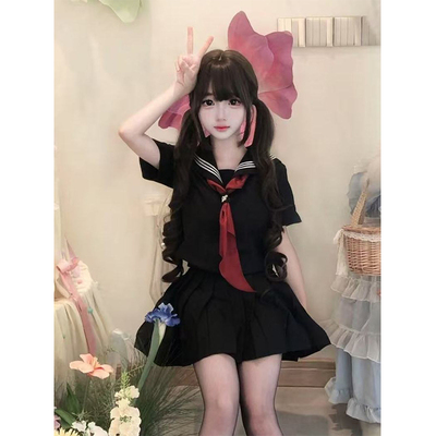JK制服套装水手服衬衫上衣百搭黑色JK裙日系学院风穿搭长短袖衬衫