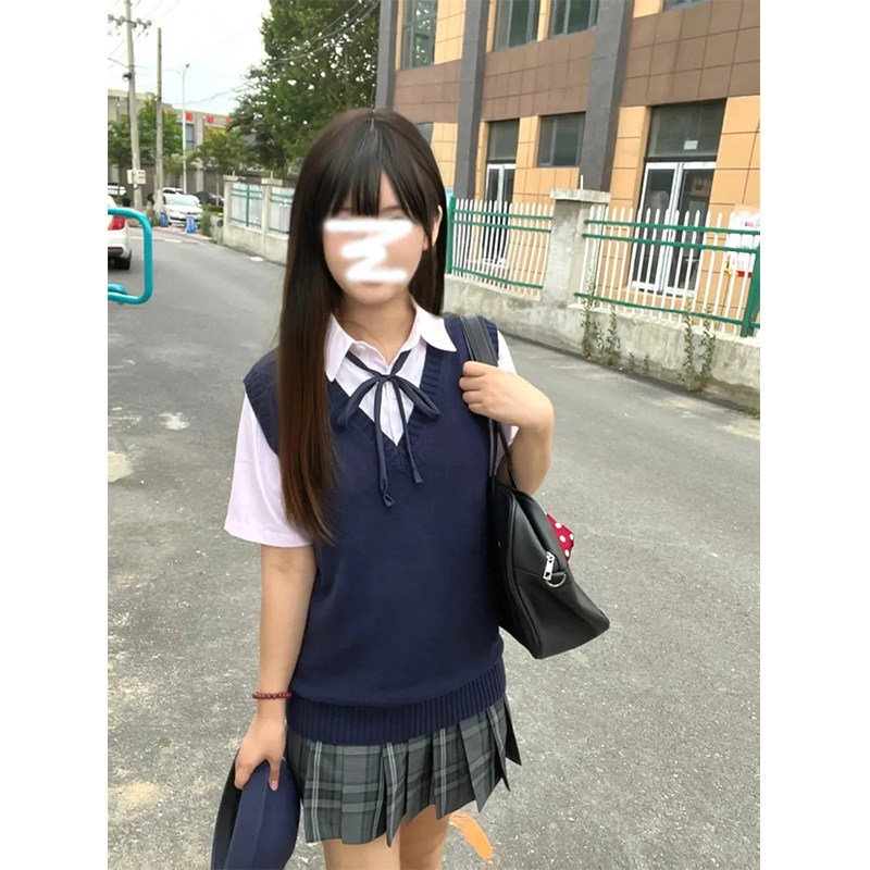 jk制服套装基础款百搭马甲针织衫纯色毛衣女日系学院套头无袖背心