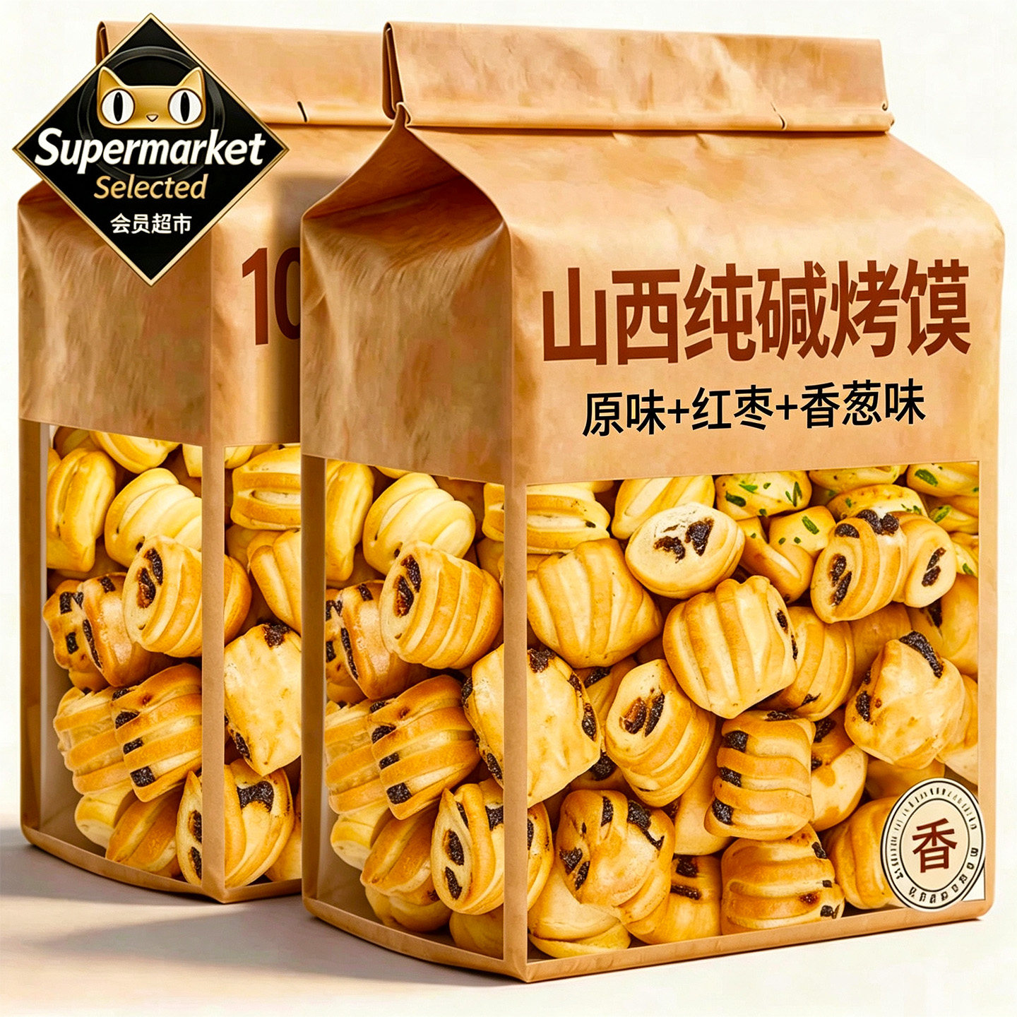 山西纯碱烤馍特产小馒头非油炸0蔗糖添加休闲小零食烤馍丁花卷