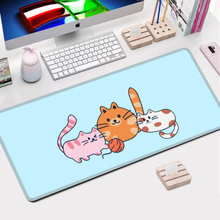 超大鼠标垫卡通可爱猫咪加厚电脑垫子电竞护腕男女学生书桌垫定制
