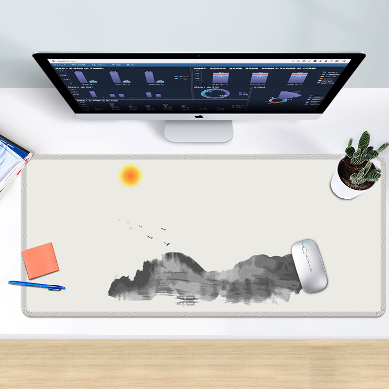 夕阳美超大鼠标垫女电脑护腕书桌软垫办公防水ins风家用电竞定制