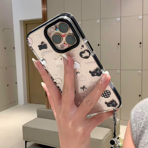 韩风可爱蝴蝶结狗狗iPhone15promax手机壳苹果14适用13小众高级感12挂绳链条11透明防摔硅胶16plus少女17pro