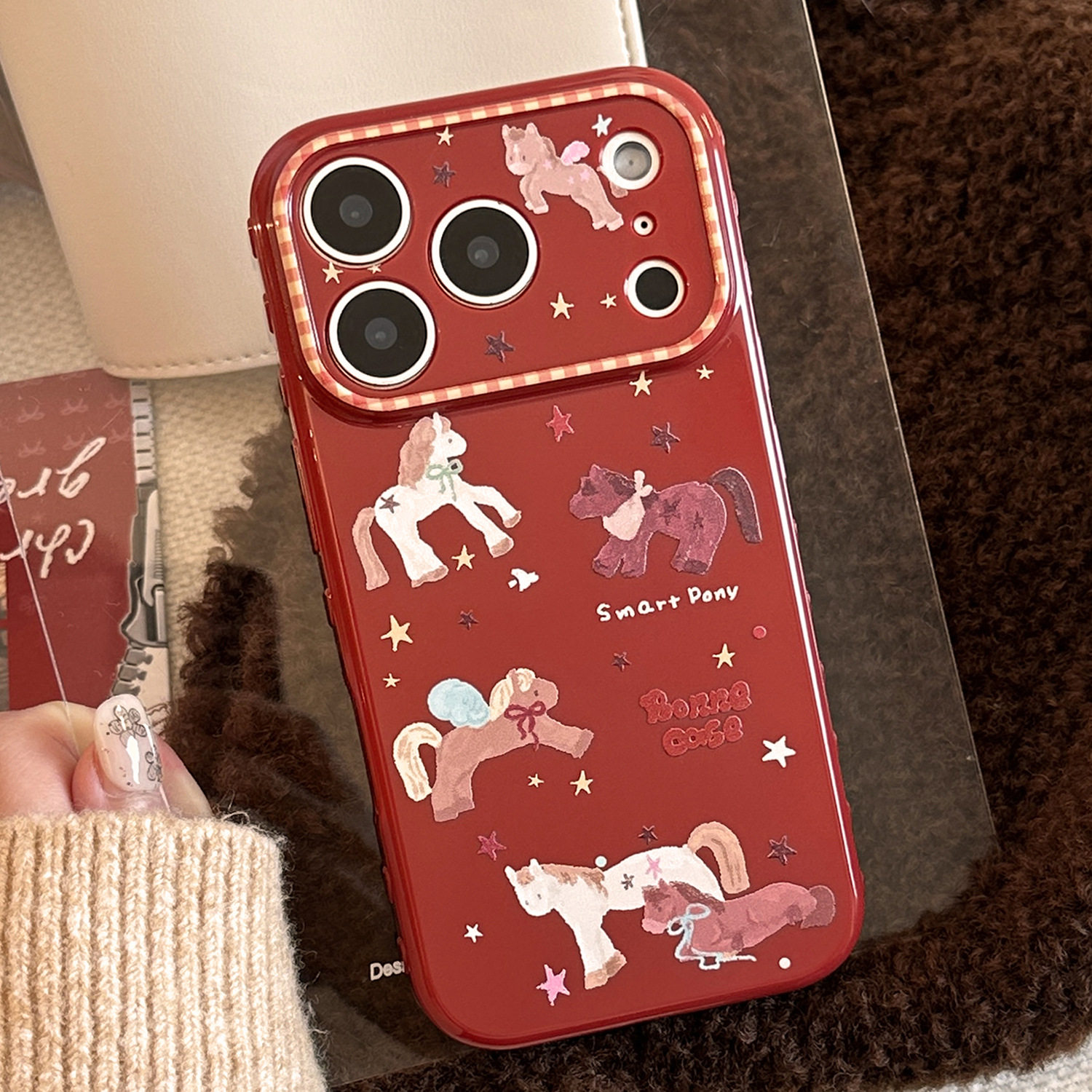 【智能AI拍照键包裹】新年星星小马适用iPhone17promax手机壳新款苹果16少女款15全包防摔14软壳13复古12喜庆