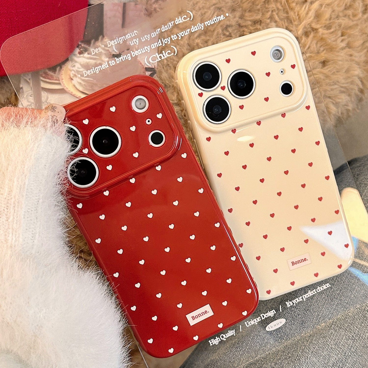 【智能AI相机按键包裹】红色小爱心适用iPhone17promax手机壳新款苹果16少女款15全包防摔14软壳13复古12喜庆