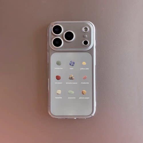 ins风艺术简约彩色矿石适用新款iPhone17promax手机壳17pro创意苹果16透明15按键全包14防摔13少女12软11XRXS