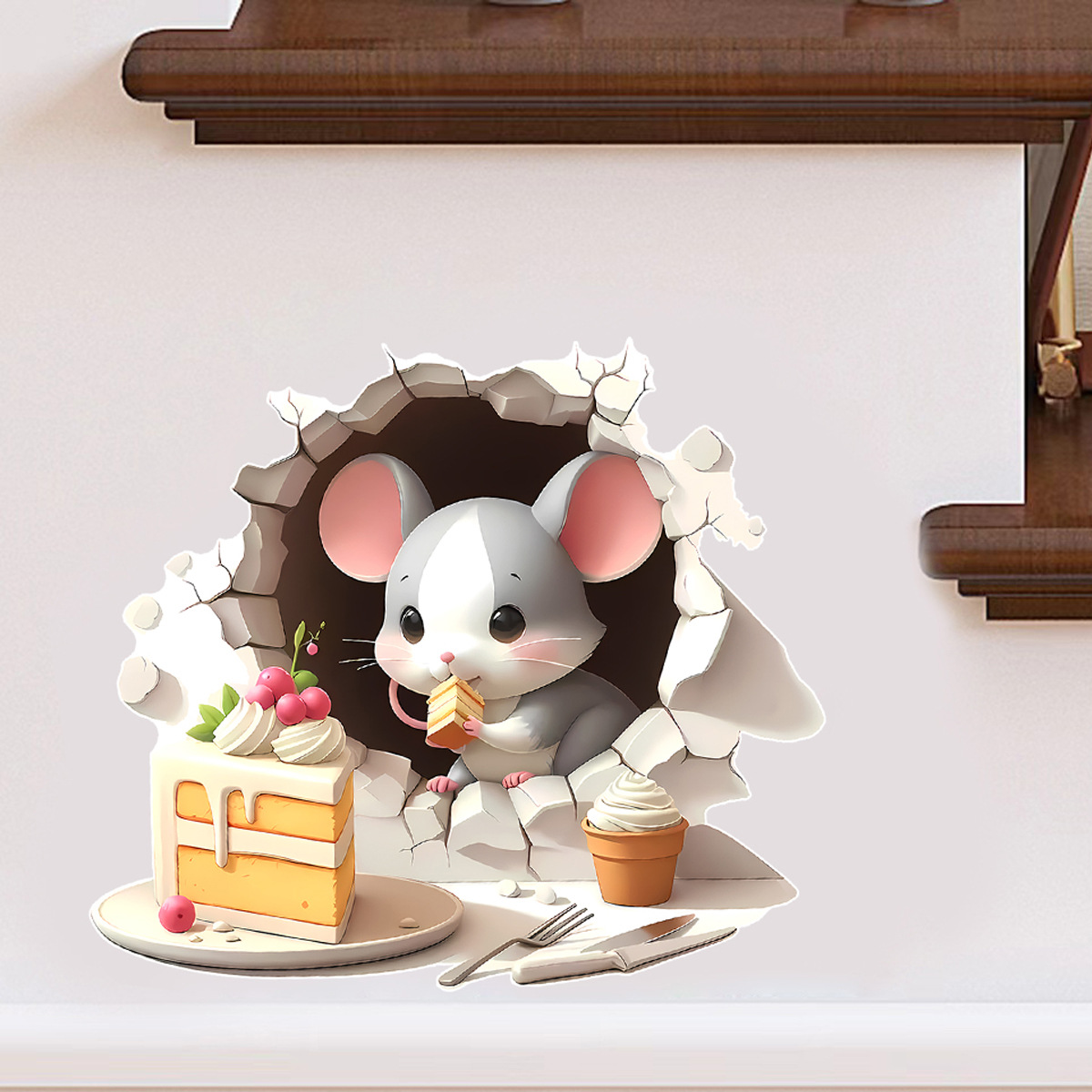 3d立体贴画墙贴纸墙面遮丑装饰补洞墙画餐饮店壁画出租屋改造必备图片