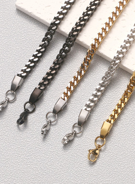 欧美时尚粗链钛钢四面几何正反四方立体手链男女高级感饰品首饰