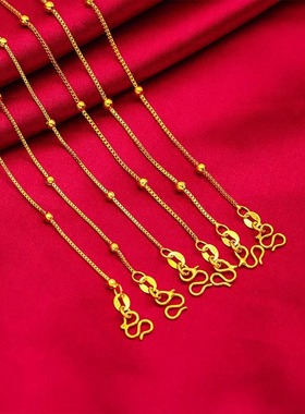 洗澡不用摘钛钢保色肖邦链盒子间隔珠珠链项链M扣圆蛇链太阳花链