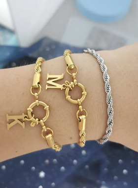 欧美跨境新款不锈钢锚扣 圆环吊坠连接器项链手链简约风饰品配件