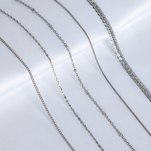 18K金素链项链女O字链锁骨链子蛇骨彩金钛钢细单链条玫瑰金无吊坠