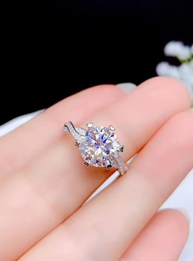 抖音快手直播爆款2克拉八心八箭仿美国进口D色莫桑钻戒指活口女戒