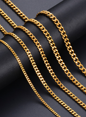 不锈钢单织两面磨项链单真空电镀男士配饰链侧身项链磨两面项链