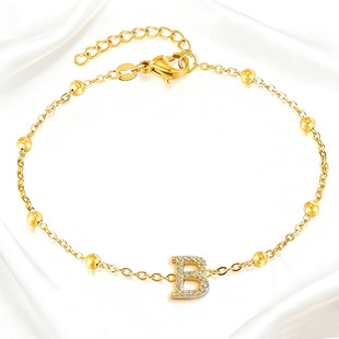 钛钢字母手链女生小众设计感ins风不锈钢手链字母吊坠搭配