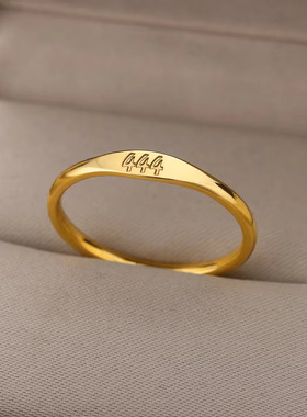 钛钢戒指男女小众电镀天使数字不锈钢ins风1~9素圈手饰饰品