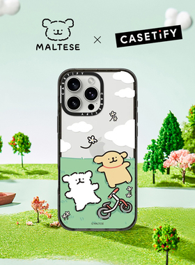 CASETiFY Maltese线条小狗 春日美好系列 放空一下 适用于iPhone16ProMax/16Pro/15ProMax/14ProMax手机壳