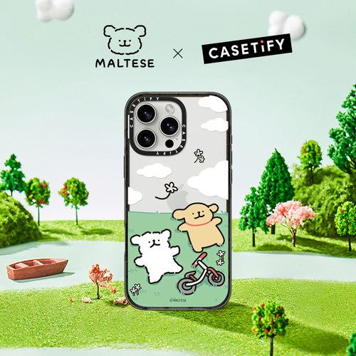 CASETiFY Maltese线条小狗 春日美好系列 放空一下 适用于iPhone16ProMax/16Pro/15ProMax/14ProMax手机壳