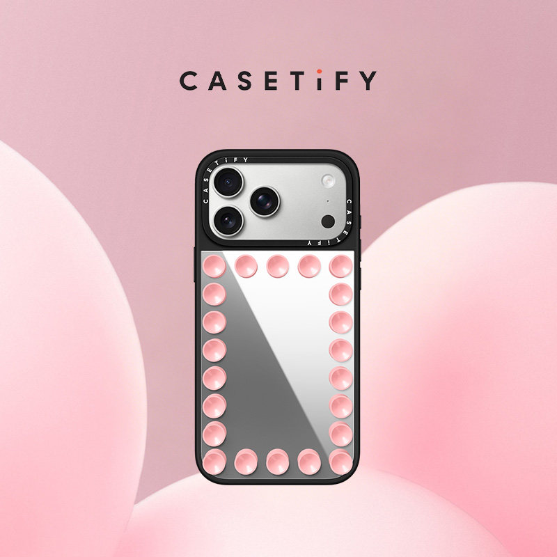 CASETiFY Snappy™ 磁吸吸盘系列 贴贴镜面 樱草粉 黑色 适用于苹果iPhone17ProMax/17Pro镜面手机壳