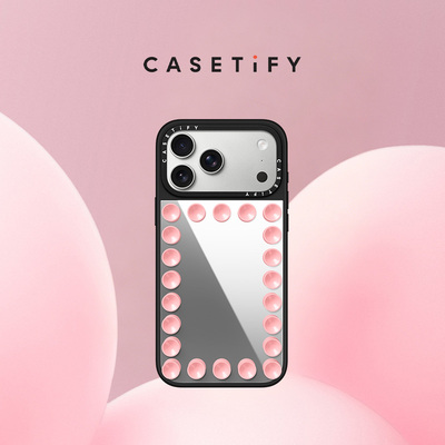 CASETiFY Snappy™ 磁吸吸盘系列 贴贴镜面 樱草粉 黑色 适用于苹果iPhone17ProMax/17Pro镜面手机壳