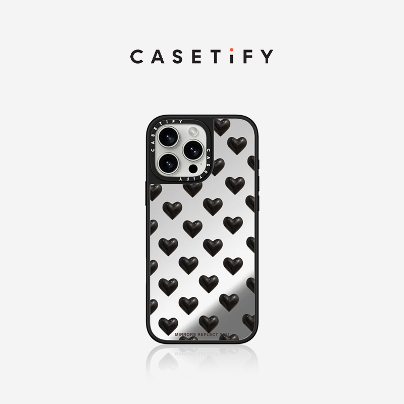 CASETiFY黑色爱心镜面手机壳