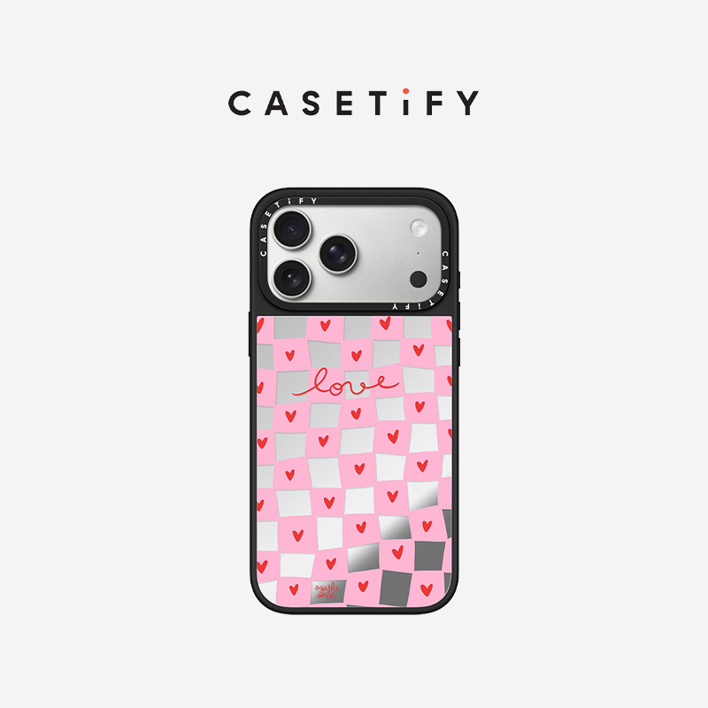 CASETiFY Agathe Sorlet 粉格爱心 适用于苹果iPhone17ProMax/17Pro/Air/16ProMax/16Pro/15ProMax镜面手机壳