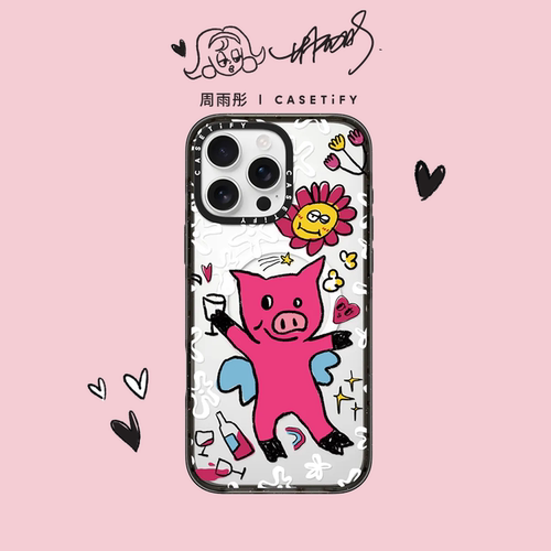 CASETiFY 周雨彤合作系列 猪猪醉酒 适用于iPhone16ProMax/16Pro/15ProMax/14ProMax手机壳