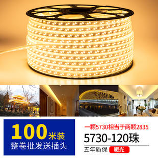灯带led灯条超亮户外防水工程氛围灯室外暖光220v客厅吊顶灯带条