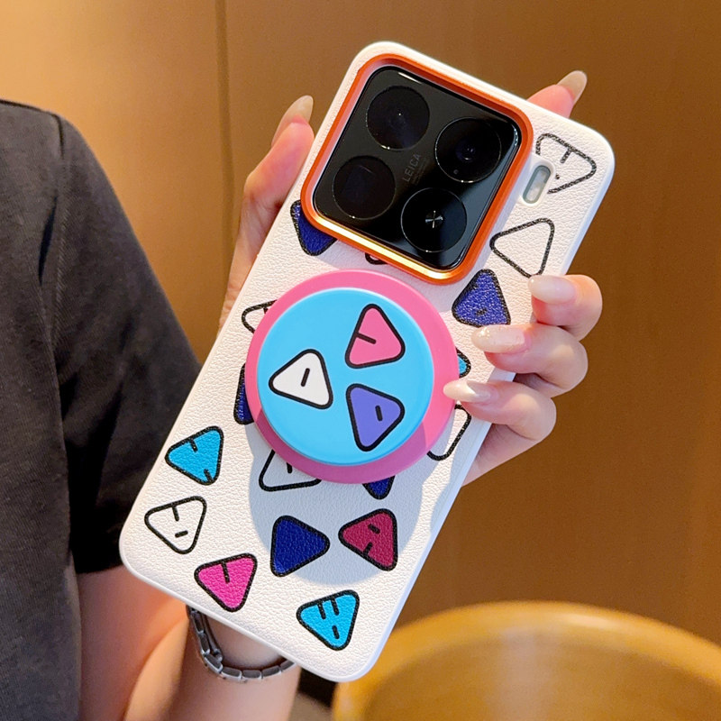 创意图案适用小米15手机壳皮纹小米15Pro保护套全包软边15SPro高档磁吸气囊支架小米14橙色金属镜头14Pro