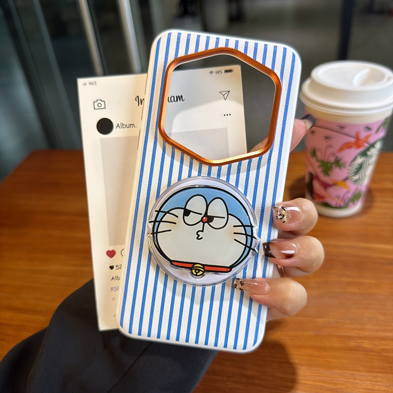 高级磁吸适用荣耀magic7rsr保时捷手机壳蓝条纹magic7RSR保护套皮纹防摔magic7保时捷卡通可爱磁吸气囊支架