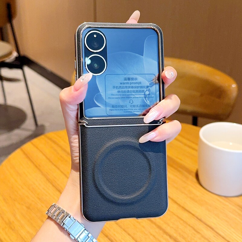 高档壳膜一体适用小米MIX Flip2手机壳电镀金色MIXFlip2折叠屏保护套防摔包中轴MIXFlip2侧边皮纹高级磁吸